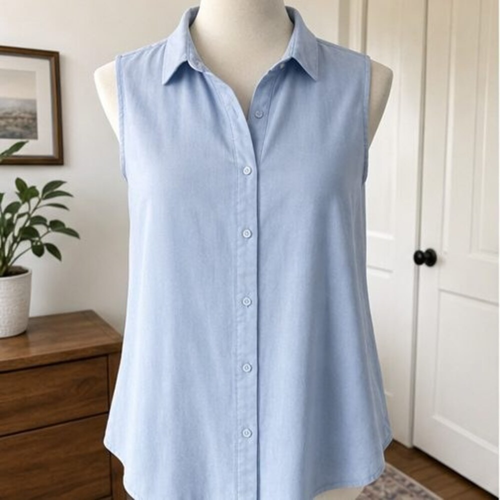 Blue Ruffle Blouse